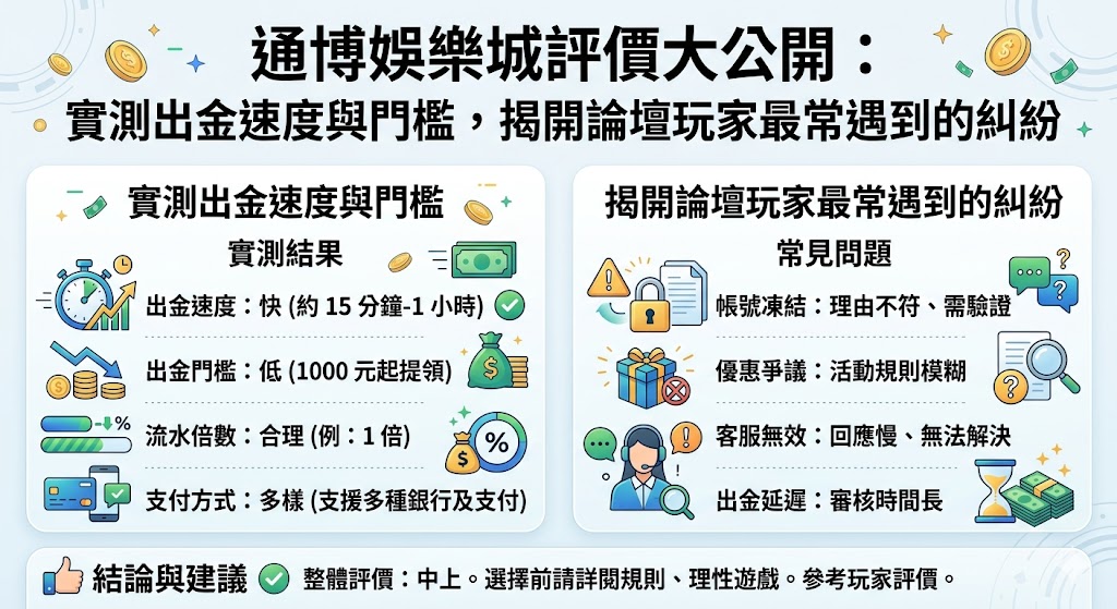 通博娛樂城評價大公開：實測出金速度與門檻，揭開論壇玩家最常遇到的糾紛